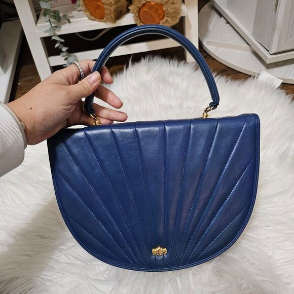 Vintage Tiffany & Co. 2-Way Suede Blue Genuine Leather Crossbody Handbag Bag - Picture 2 of 11